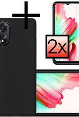 NoXx Hoes Geschikt voor OPPO A18 Hoesje Cover Siliconen Back Case Hoes Met 2x Screenprotector - Zwart