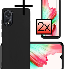 NoXx NoXx OPPO A18 Hoesje Siliconen Met 2x Screenprotector - Zwart