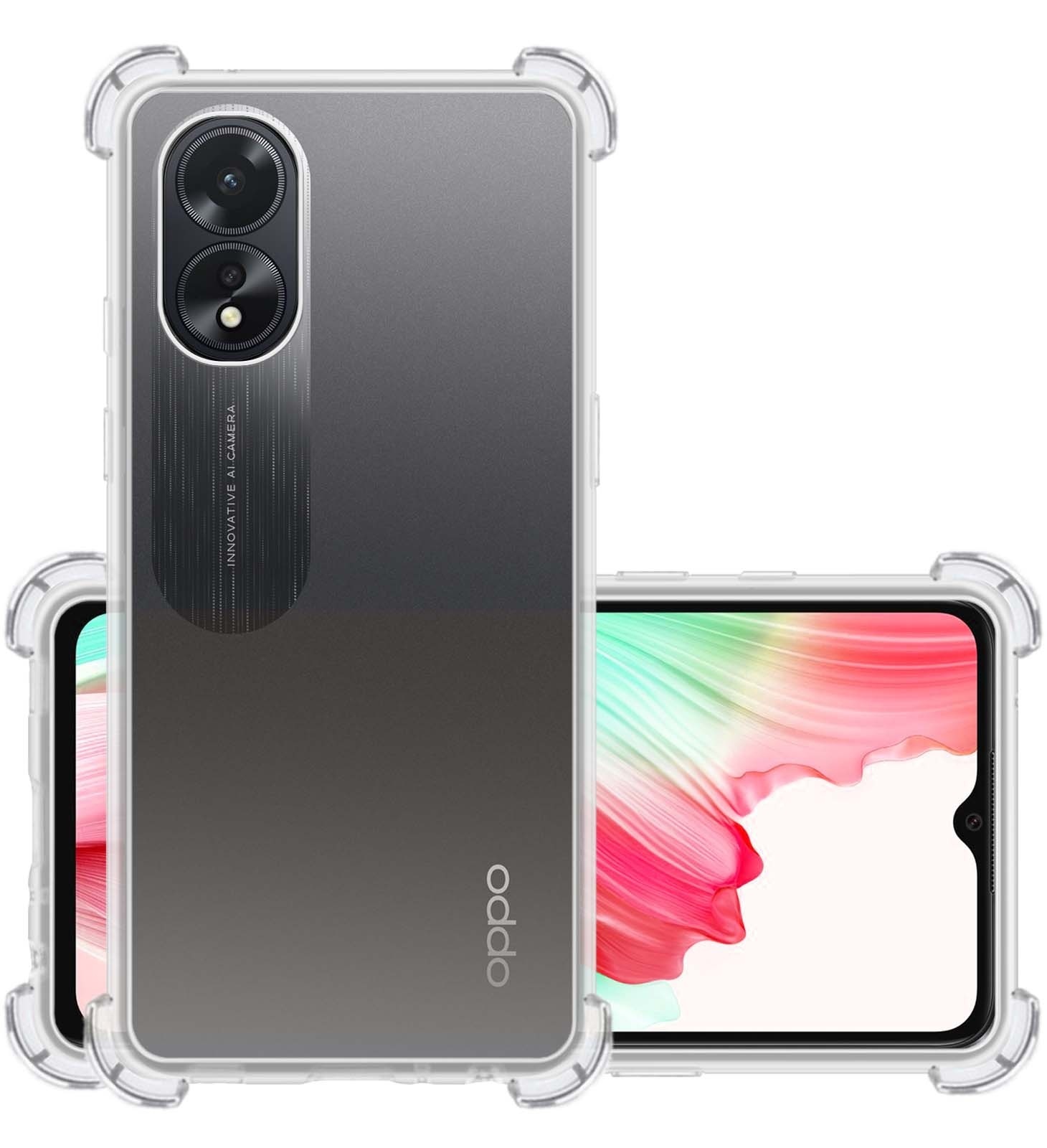 NoXx Hoes Geschikt voor OPPO A18 Hoesje Siliconen Cover Shock Proof Back Case Shockproof Hoes - Transparant