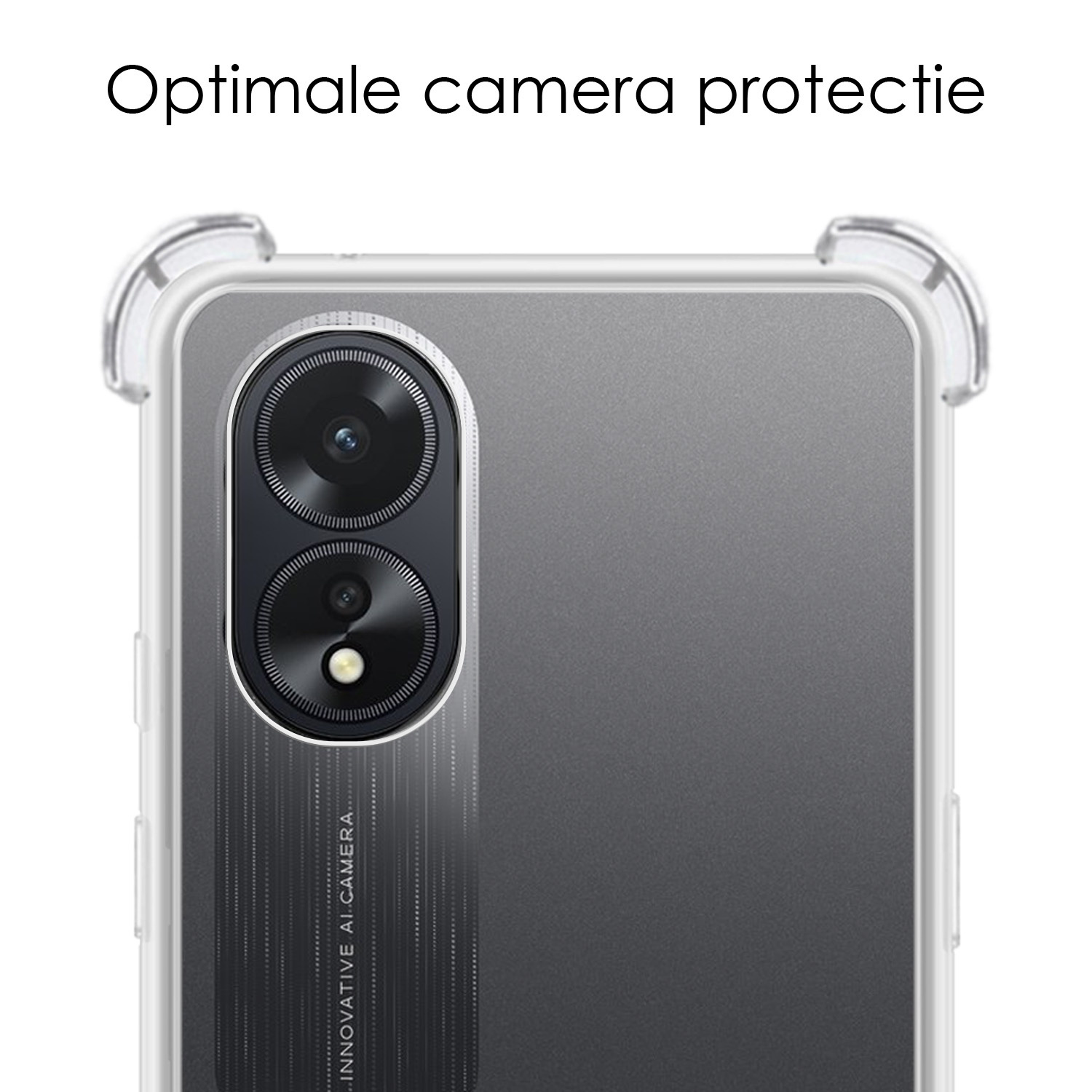 NoXx Hoes Geschikt voor OPPO A18 Hoesje Siliconen Cover Shock Proof Back Case Shockproof Hoes - Transparant - 2x