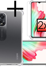 NoXx Hoes Geschikt voor OPPO A18 Hoesje Siliconen Cover Shock Proof Back Case Shockproof Hoes Met 2x Screenprotector - Transparant