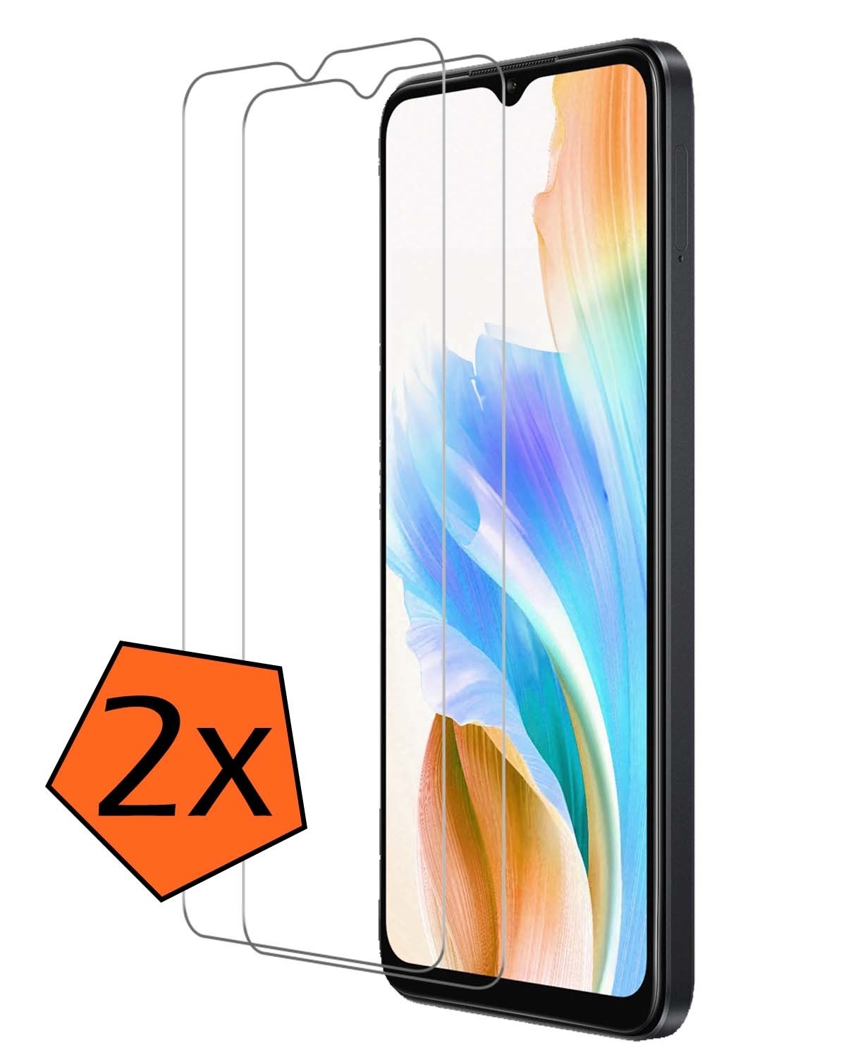Nomfy Screenprotector Geschikt voor OPPO A18 Screenprotector Bescherm Glas Tempered Glass - Screenprotector Geschikt voor OPPO A18 Screen Protector - 2 PACK