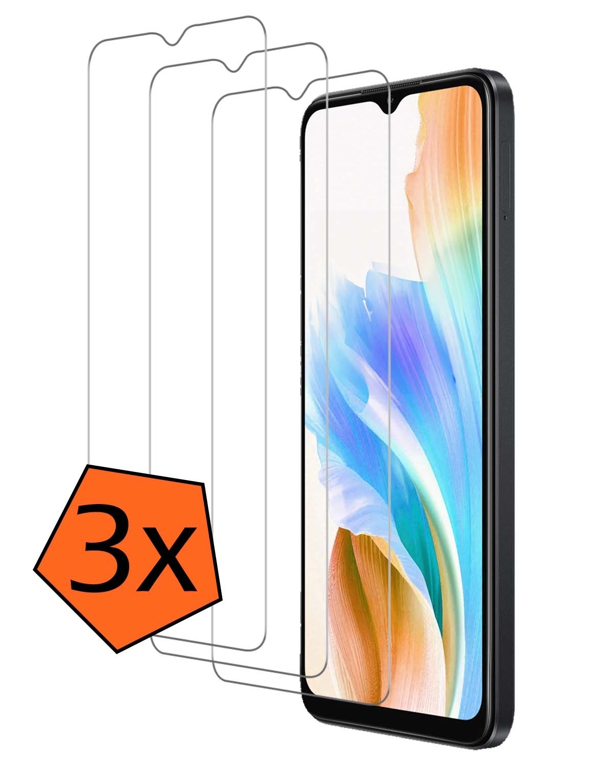Nomfy Screenprotector Geschikt voor OPPO A18 Screenprotector Bescherm Glas Tempered Glass - Screenprotector Geschikt voor OPPO A18 Screen Protector - 3 PACK