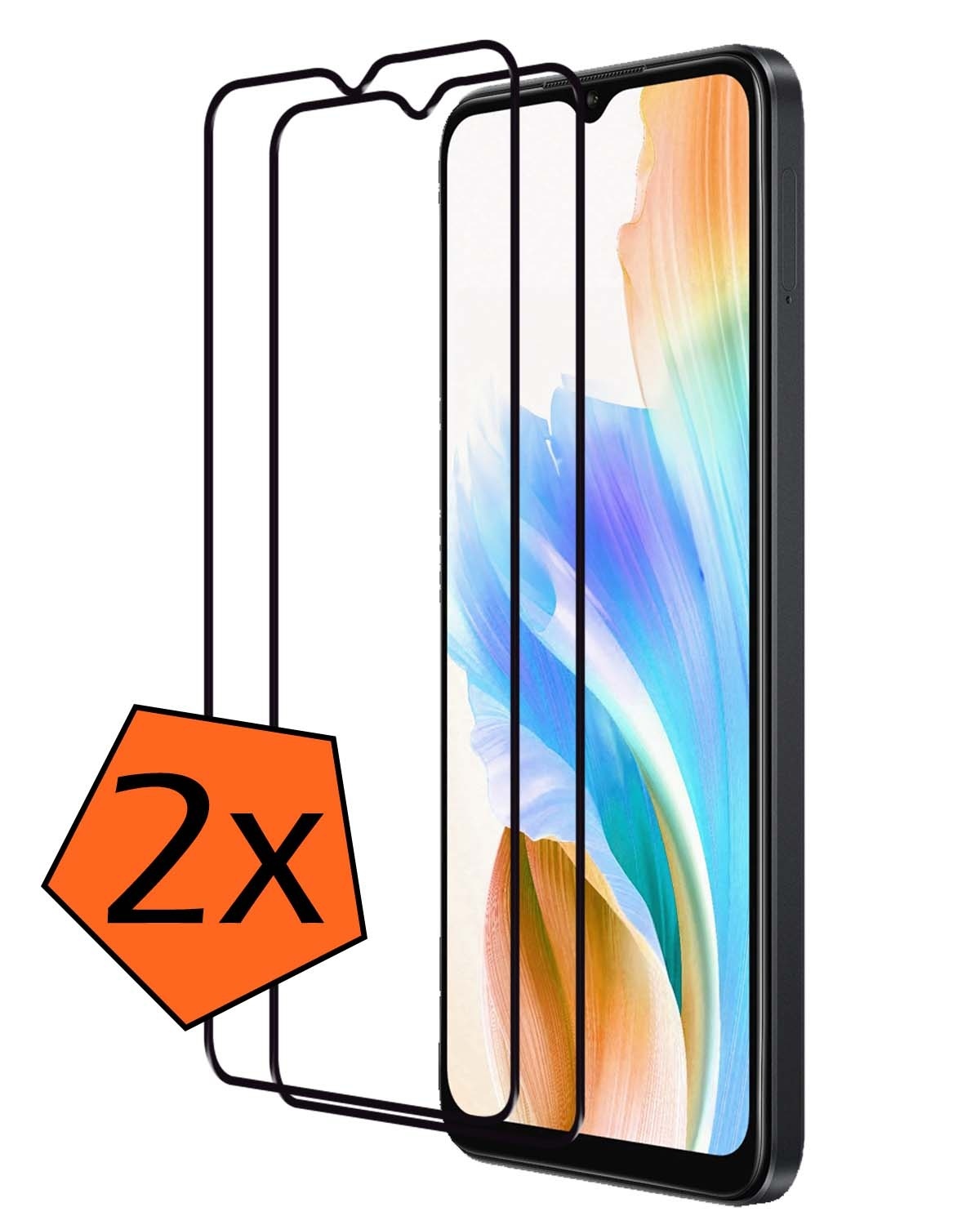 Nomfy Screenprotector Geschikt voor OPPO A18 Screenprotector Bescherm Glas - Screenprotector Geschikt voor OPPO A18 Screen Protector Tempered Glass Full Screen Full Cover - 2 PACK