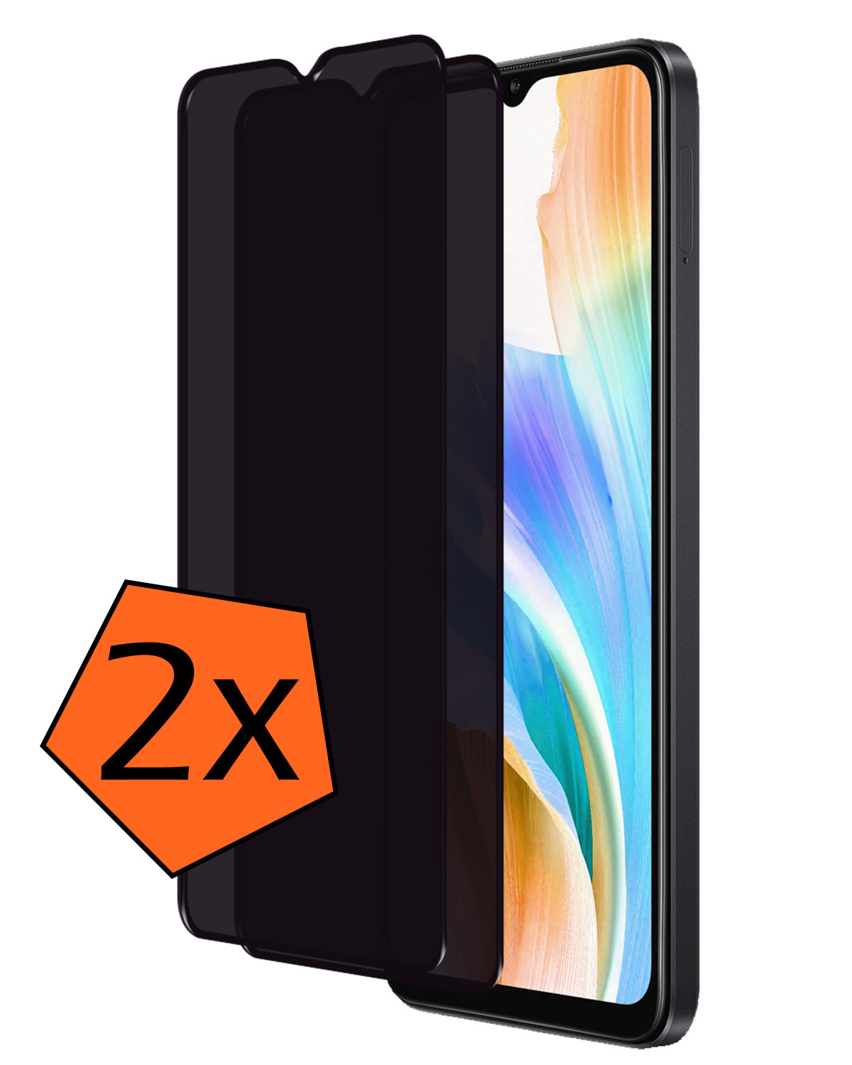 Nomfy Screenprotector Geschikt voor OPPO A18 Screenprotector Privacy Bescherm Glas - Screenprotector Geschikt voor OPPO A18 Privacy Screenprotector Tempered Glass - 2 PACK