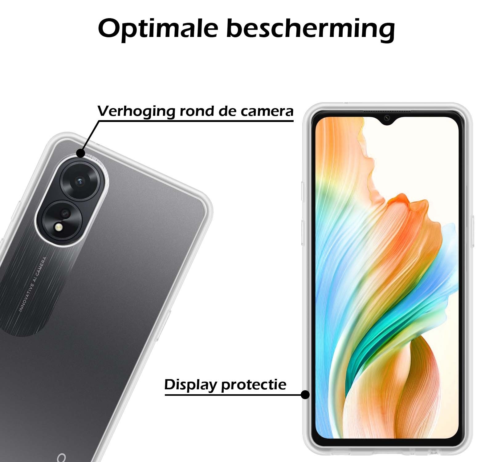Nomfy Hoesje Geschikt voor OPPO A18 Hoesje Siliconen Cover Case - Hoes Geschikt voor OPPO A18 Hoes Back Case - Transparant