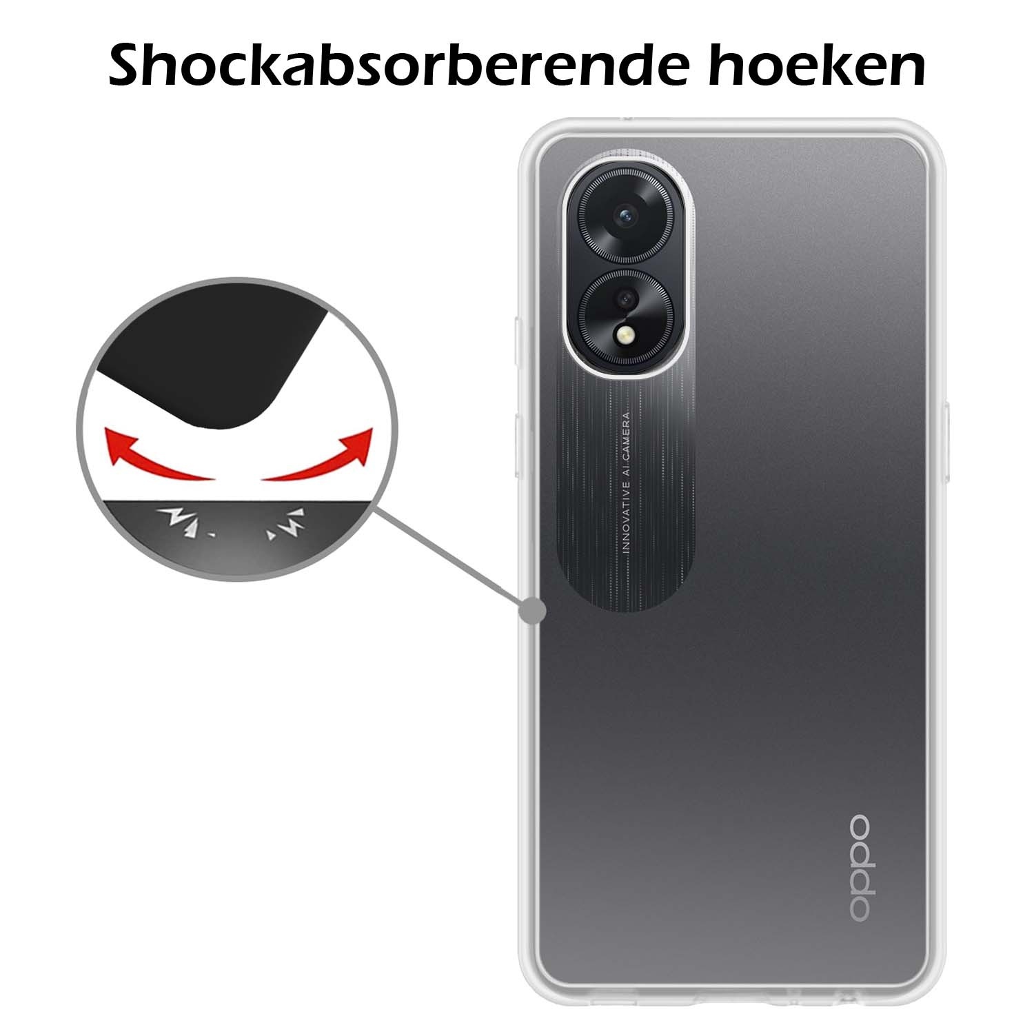 Nomfy Hoesje Geschikt voor OPPO A18 Hoesje Siliconen Cover Case - Hoes Geschikt voor OPPO A18 Hoes Back Case - Transparant