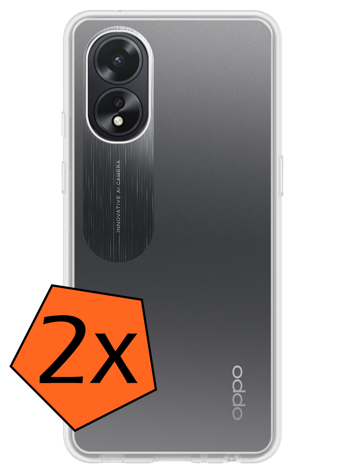 Nomfy Hoesje Geschikt voor OPPO A18 Hoesje Siliconen Cover Case - Hoes Geschikt voor OPPO A18 Hoes Back Case - 2-PACK - Transparant