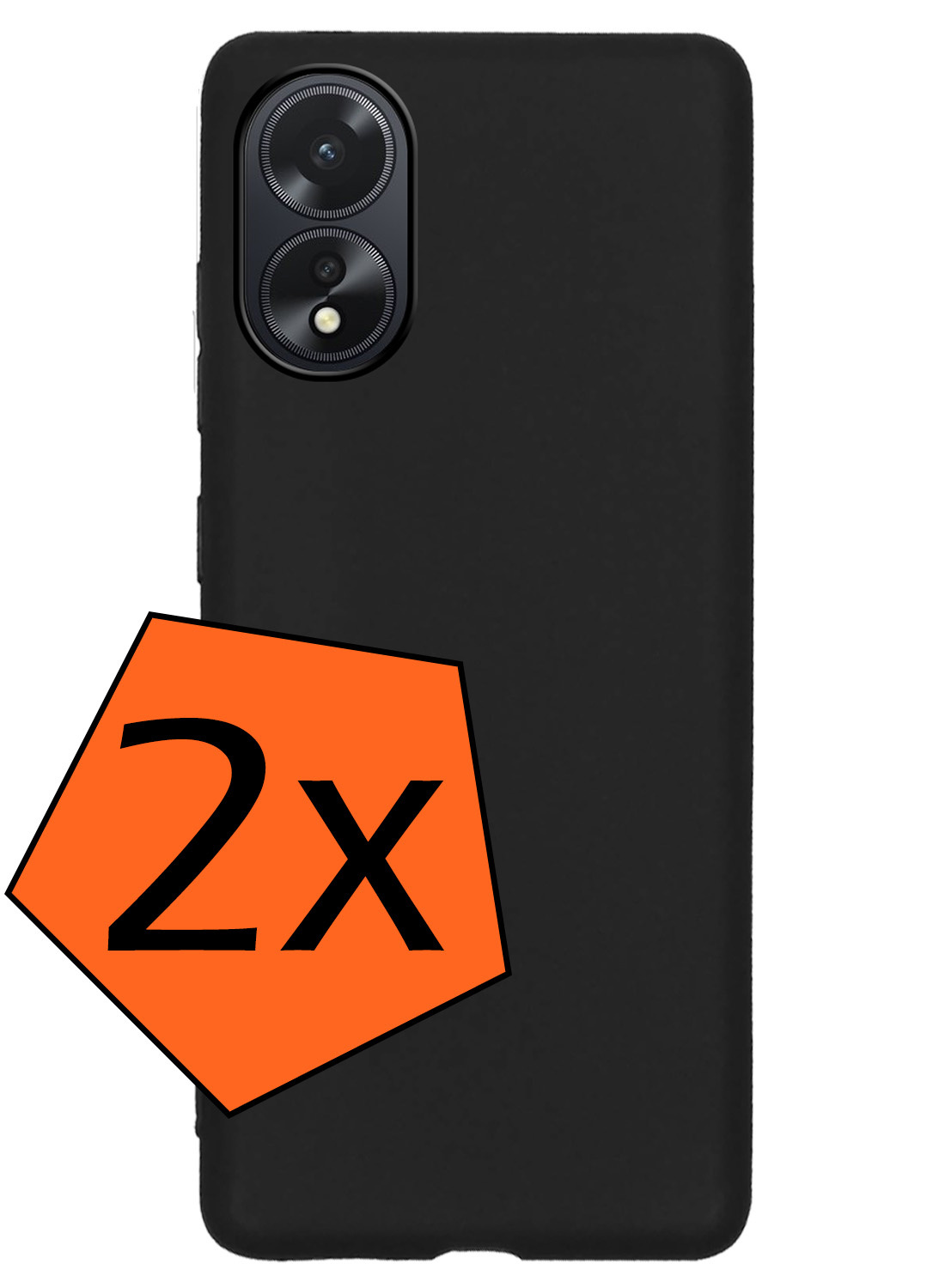 Nomfy Hoesje Geschikt voor OPPO A18 Hoesje Siliconen Cover Case - Hoes Geschikt voor OPPO A18 Hoes Back Case - 2-PACK - Zwart