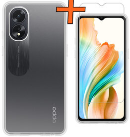 Nomfy Nomfy OPPO A18 Hoesje Siliconen Met Screenprotector - Transparant
