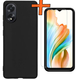 Nomfy Nomfy OPPO A18 Hoesje Siliconen Met Screenprotector - Zwart