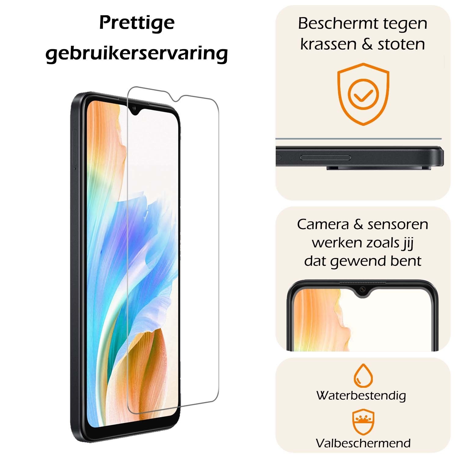 Nomfy Hoesje Geschikt voor OPPO A18 Hoesje Siliconen Cover Case Met Screenprotector - Hoes Geschikt voor OPPO A18 Hoes Back Case - Zwart