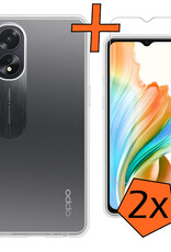 Nomfy Hoesje Geschikt voor OPPO A18 Hoesje Siliconen Cover Case Met 2x Screenprotector - Hoes Geschikt voor OPPO A18 Hoes Back Case - Transparant