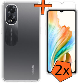 Nomfy Nomfy OPPO A18 Hoesje Siliconen Met 2x Screenprotector - Transparant