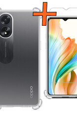 Nomfy Hoesje Geschikt voor OPPO A18 Hoesje Shock Proof Cover Case Shockproof Met Screenprotector - Hoes Geschikt voor OPPO A18 Hoes Siliconen Back Case - Transparant