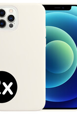 BASEY. Hoes Geschikt voor iPhone 12 Pro Max Hoesje Siliconen Back Cover Case - Hoesje Geschikt voor iPhone 12 Pro Max Hoes Cover Hoesje - Wit - 2 Stuks
