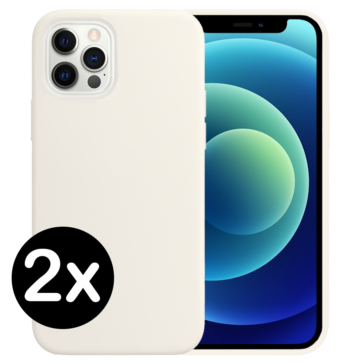 BASEY. Hoes Geschikt voor iPhone 12 Pro Max Hoesje Siliconen Back Cover Case - Hoesje Geschikt voor iPhone 12 Pro Max Hoes Cover Hoesje - Wit - 2 Stuks
