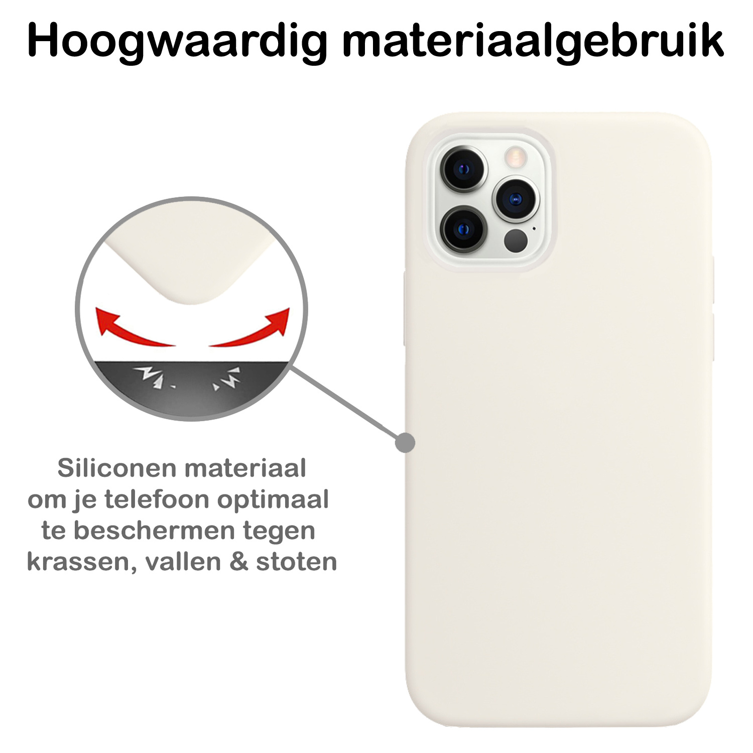 BASEY. Hoes Geschikt voor iPhone 12 Pro Max Hoesje Siliconen Back Cover Case - Hoesje Geschikt voor iPhone 12 Pro Max Hoes Cover Hoesje - Wit