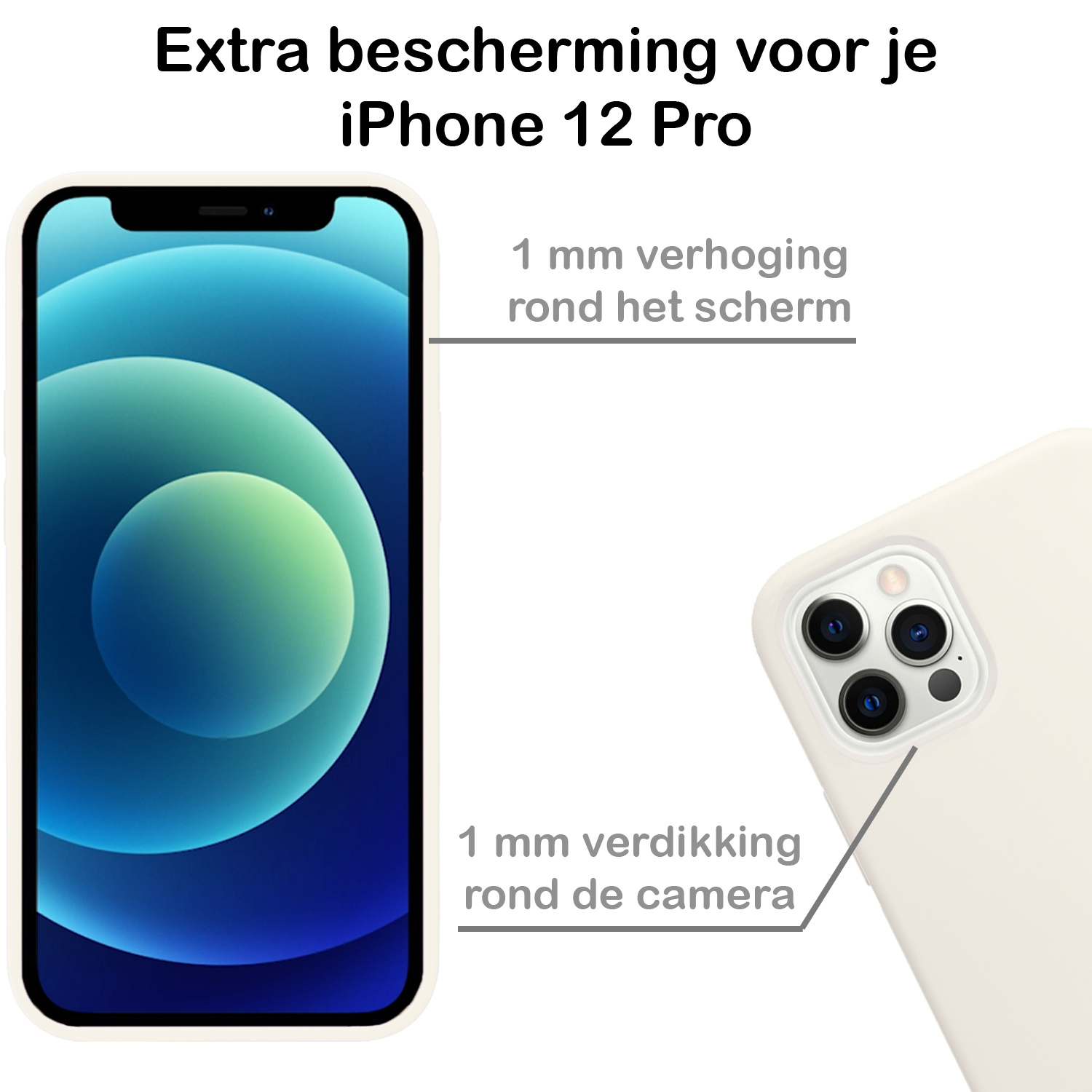BASEY. Hoes Geschikt voor iPhone 12 Pro Max Hoesje Siliconen Back Cover Case - Hoesje Geschikt voor iPhone 12 Pro Max Hoes Cover Hoesje - Wit