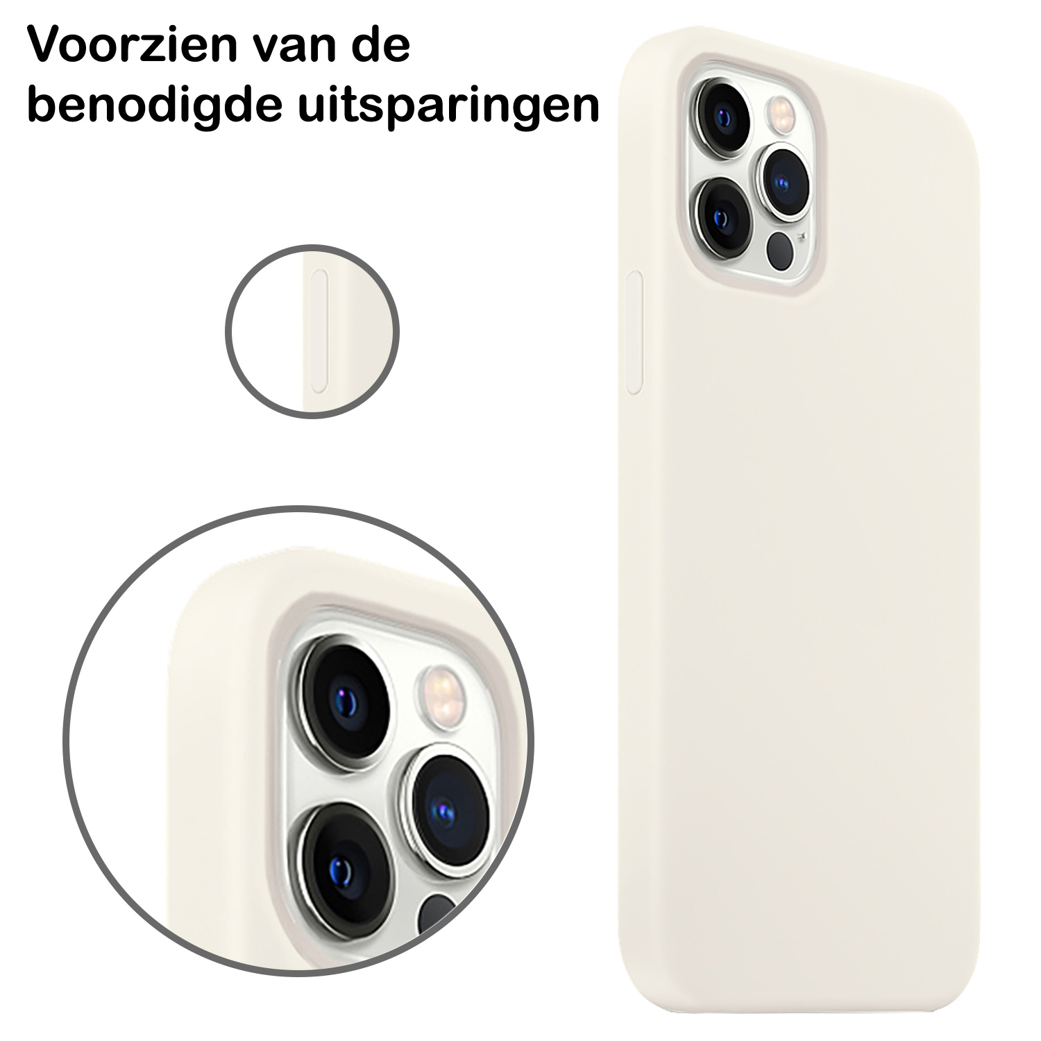BASEY. Hoes Geschikt voor iPhone 12 Pro Max Hoesje Siliconen Back Cover Case - Hoesje Geschikt voor iPhone 12 Pro Max Hoes Cover Hoesje - Wit