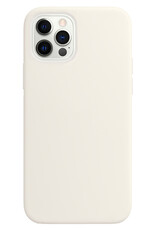 BASEY. Hoes Geschikt voor iPhone 12 Pro Max Hoesje Siliconen Back Cover Case - Hoesje Geschikt voor iPhone 12 Pro Max Hoes Cover Hoesje - Wit
