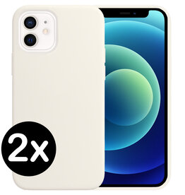 BASEY. BASEY. iPhone 12 Hoesje Siliconen 2 PACK - Wit