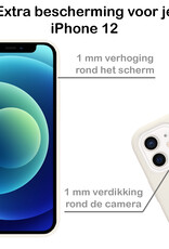 BASEY. Hoes Geschikt voor iPhone 12 Hoesje Siliconen Back Cover Case - Hoesje Geschikt voor iPhone 12 Hoes Cover Hoesje - Wit - 2 Stuks