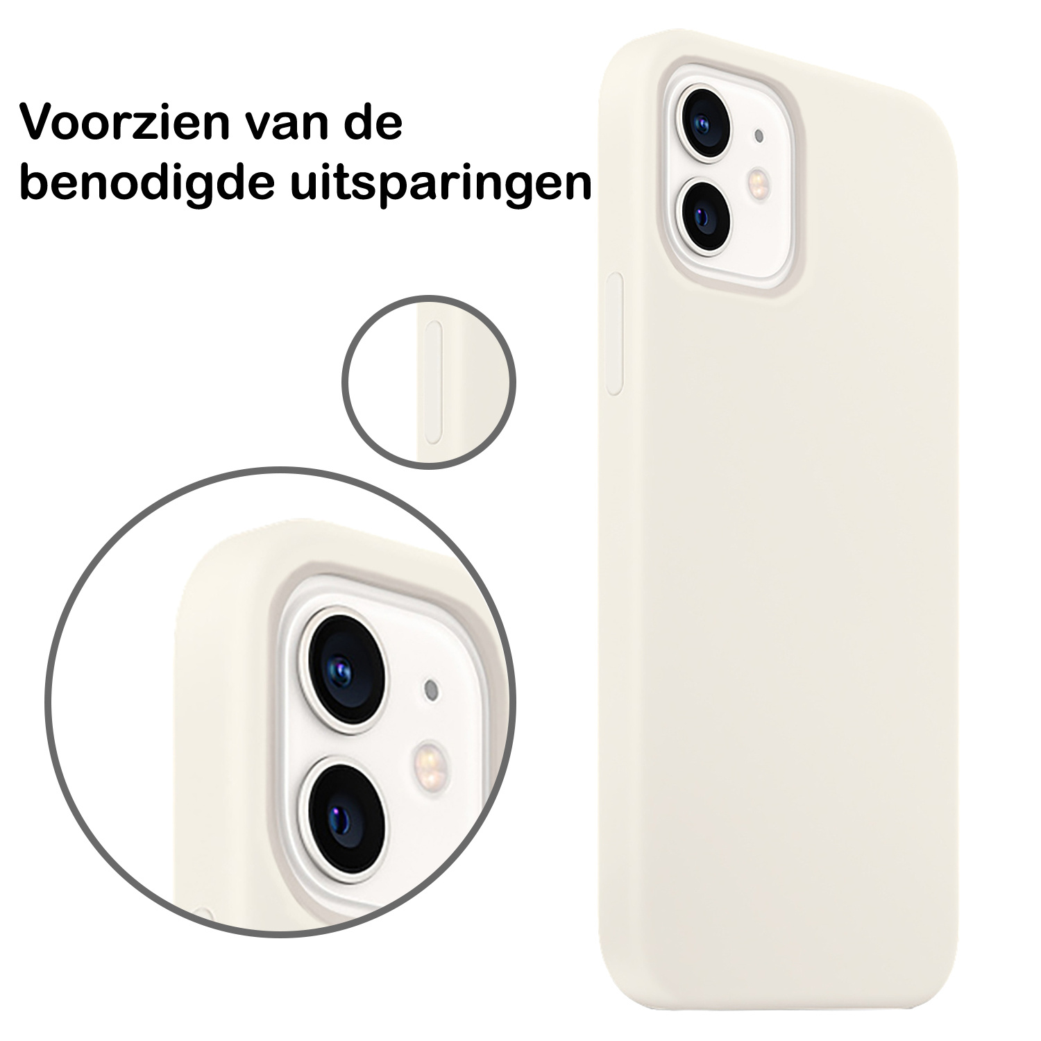 BASEY. Hoes Geschikt voor iPhone 12 Hoesje Siliconen Back Cover Case - Hoesje Geschikt voor iPhone 12 Hoes Cover Hoesje - Wit - 2 Stuks