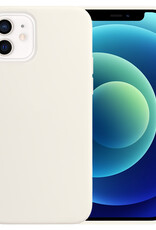 BASEY. Hoes Geschikt voor iPhone 12 Hoesje Siliconen Back Cover Case - Hoesje Geschikt voor iPhone 12 Hoes Cover Hoesje - Wit