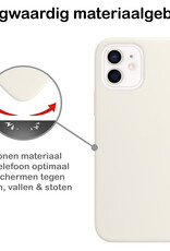 BASEY. Hoes Geschikt voor iPhone 12 Hoesje Siliconen Back Cover Case - Hoesje Geschikt voor iPhone 12 Hoes Cover Hoesje - Wit