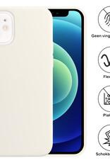BASEY. Hoes Geschikt voor iPhone 12 Hoesje Siliconen Back Cover Case - Hoesje Geschikt voor iPhone 12 Hoes Cover Hoesje - Wit