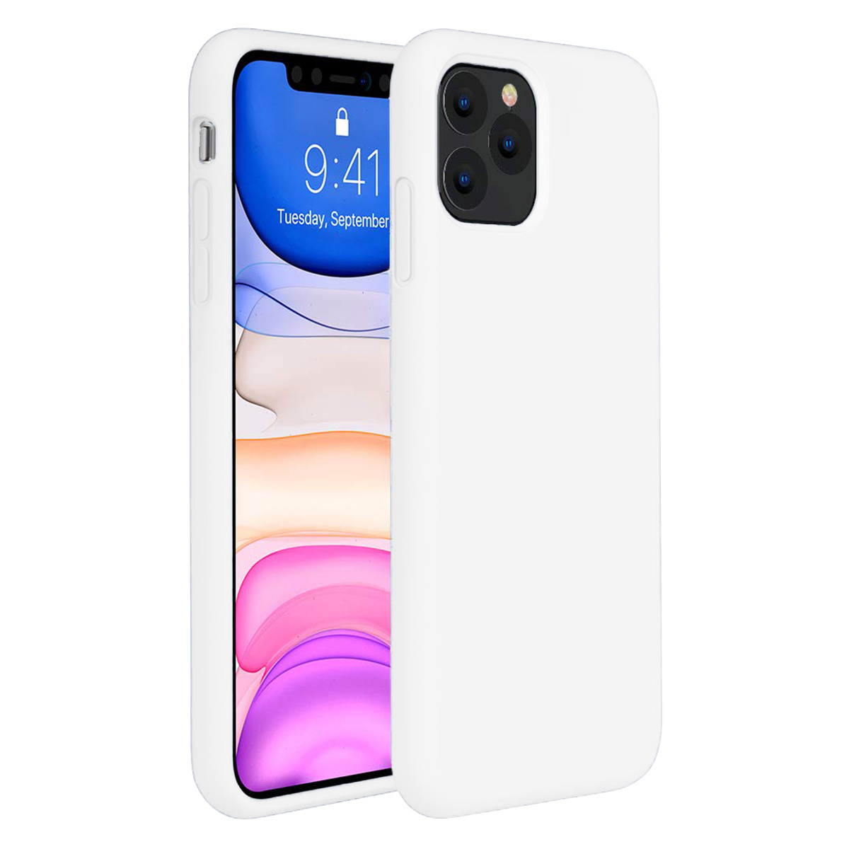 BASEY. Hoes Geschikt voor iPhone 11 Pro Max Hoesje Siliconen Back Cover Case - Hoesje Geschikt voor iPhone 11 Pro Max Hoes Cover Hoesje - Wit
