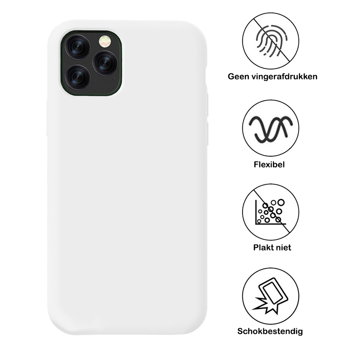 BASEY. Hoes Geschikt voor iPhone 11 Pro Max Hoesje Siliconen Back Cover Case - Hoesje Geschikt voor iPhone 11 Pro Max Hoes Cover Hoesje - Wit