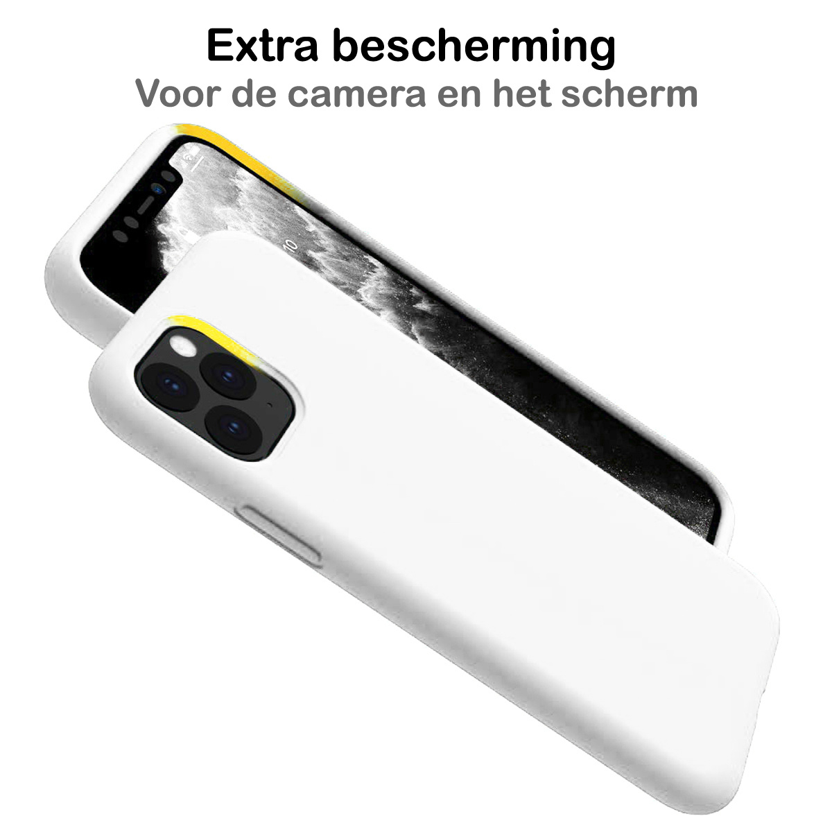 BASEY. Hoes Geschikt voor iPhone 11 Pro Max Hoesje Siliconen Back Cover Case - Hoesje Geschikt voor iPhone 11 Pro Max Hoes Cover Hoesje - Wit