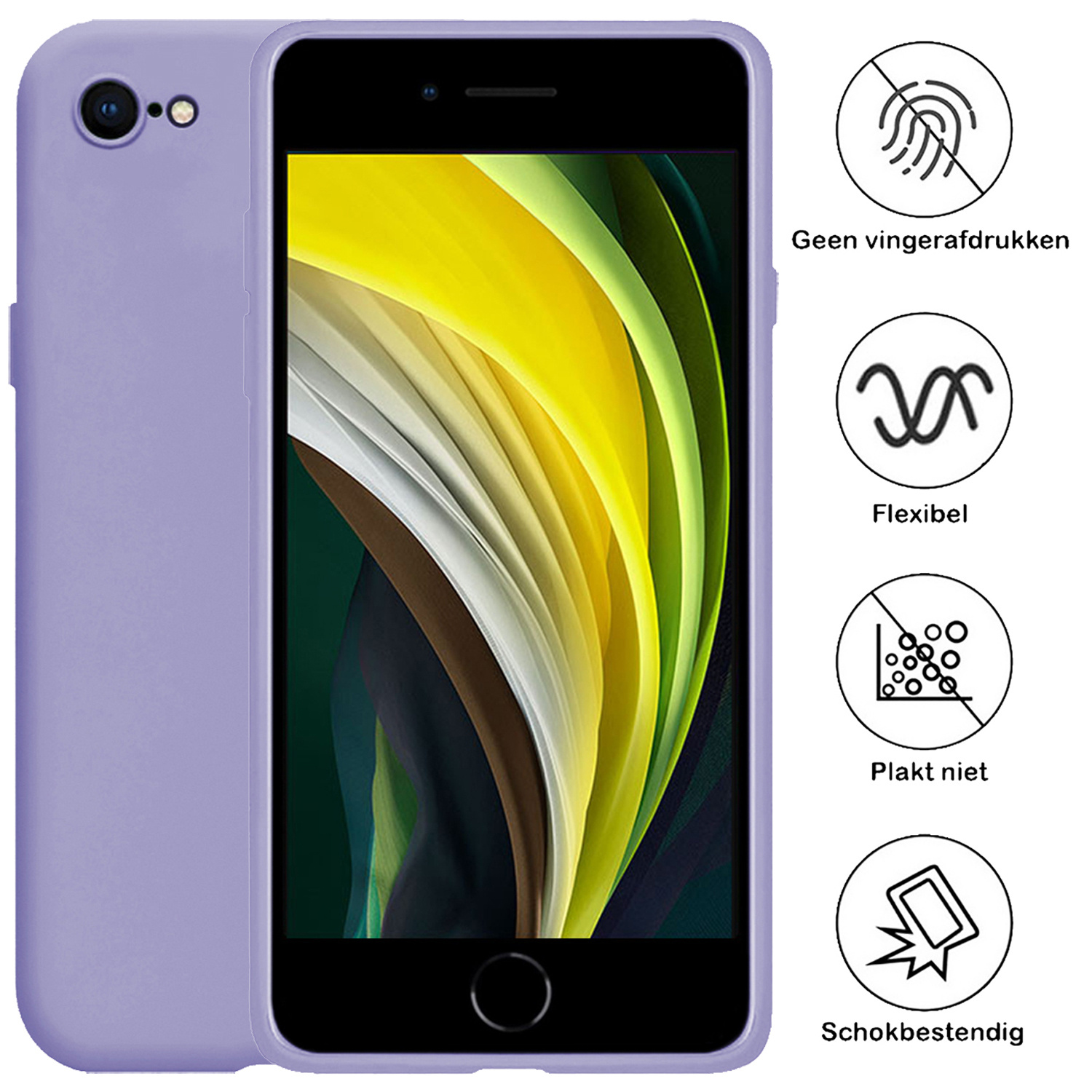 NoXx Hoes Geschikt voor iPhone 8 Hoesje Cover Siliconen Back Case Hoes - Lila - 2x