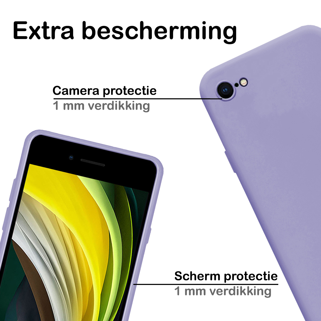 NoXx Hoes Geschikt voor iPhone 8 Hoesje Cover Siliconen Back Case Hoes - Lila - 2x