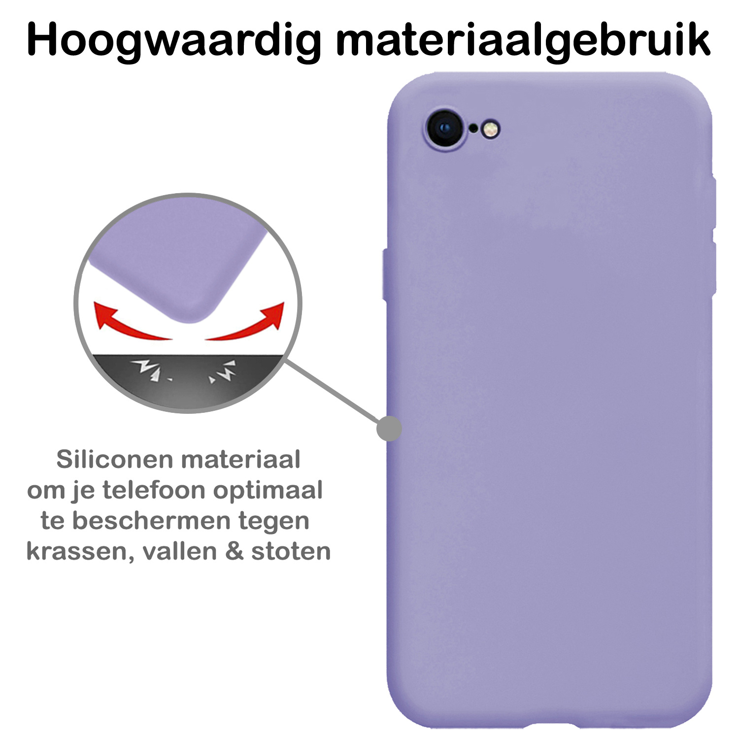 NoXx Hoes Geschikt voor iPhone 8 Hoesje Cover Siliconen Back Case Hoes - Lila - 2x