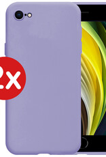 BASEY. Hoes Geschikt voor iPhone 8 Hoesje Siliconen Back Cover Case - Hoesje Geschikt voor iPhone 8 Hoes Cover Hoesje - Lila - 2 Stuks