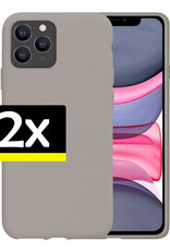 NoXx Hoes Geschikt voor iPhone 11 Pro Max Hoesje Cover Siliconen Back Case Hoes - Grijs - 2x