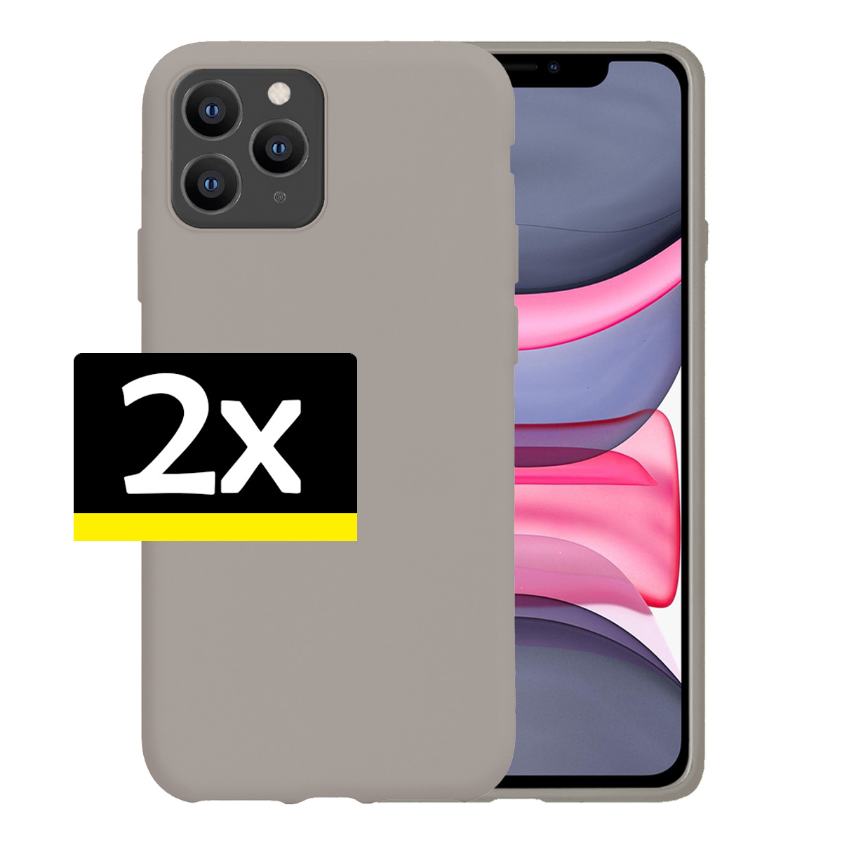 NoXx Hoes Geschikt voor iPhone 11 Pro Max Hoesje Cover Siliconen Back Case Hoes - Grijs - 2x