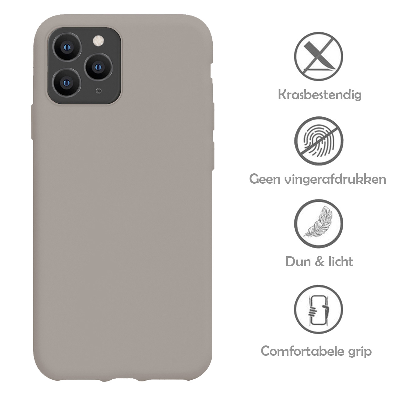 NoXx Hoes Geschikt voor iPhone 11 Pro Max Hoesje Cover Siliconen Back Case Hoes - Grijs - 2x