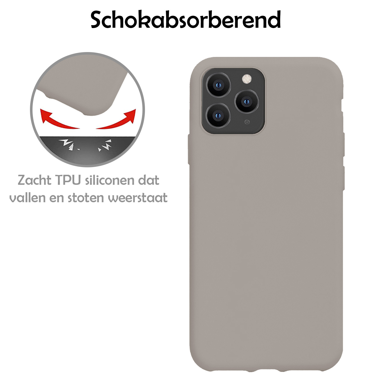 NoXx Hoes Geschikt voor iPhone 11 Pro Max Hoesje Cover Siliconen Back Case Hoes - Grijs - 2x
