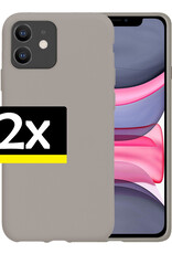 NoXx Hoes Geschikt voor iPhone 11 Hoesje Cover Siliconen Back Case Hoes - Grijs - 2x