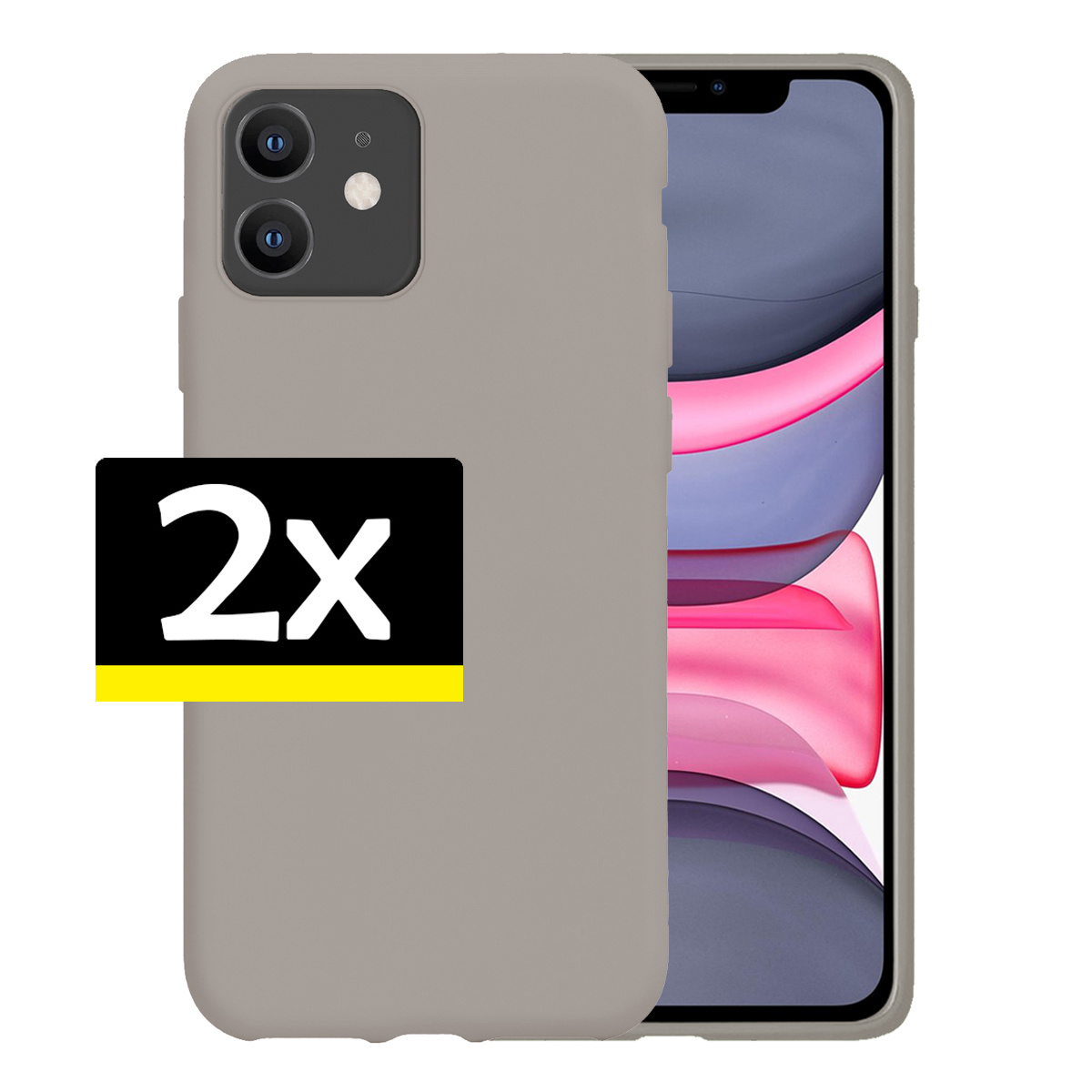 BASEY. Hoes Geschikt voor iPhone 11 Hoesje Siliconen Back Cover Case - Hoesje Geschikt voor iPhone 11 Hoes Cover Hoesje - Grijs - 2 Stuks