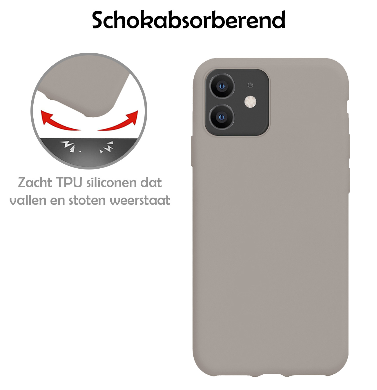 BASEY. Hoes Geschikt voor iPhone 11 Hoesje Siliconen Back Cover Case - Hoesje Geschikt voor iPhone 11 Hoes Cover Hoesje - Grijs - 2 Stuks