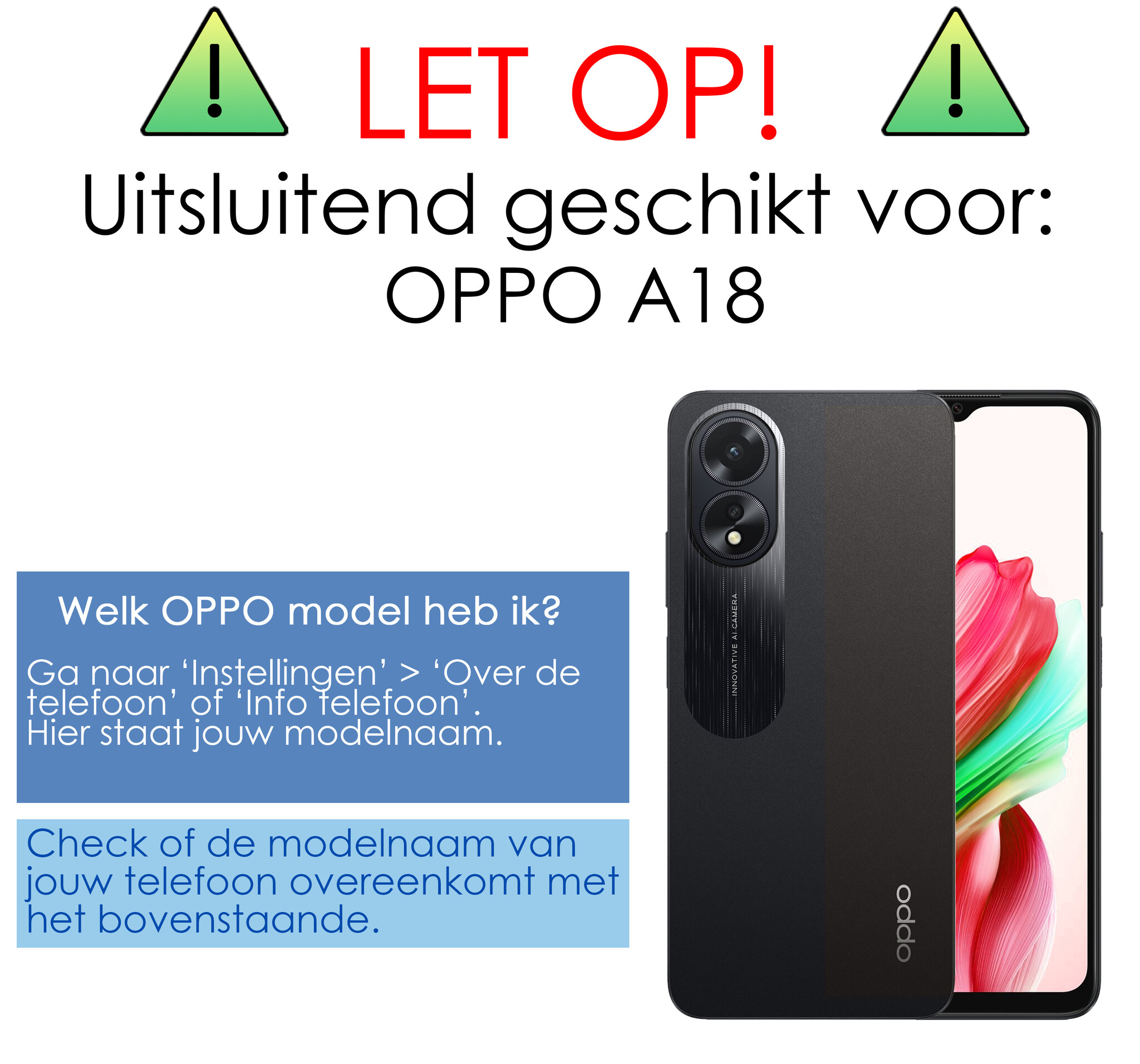 NoXx Hoes Geschikt voor OPPO A18 Hoesje Siliconen Cover Shock Proof Back Case Shockproof Hoes Met Screenprotector - Transparant