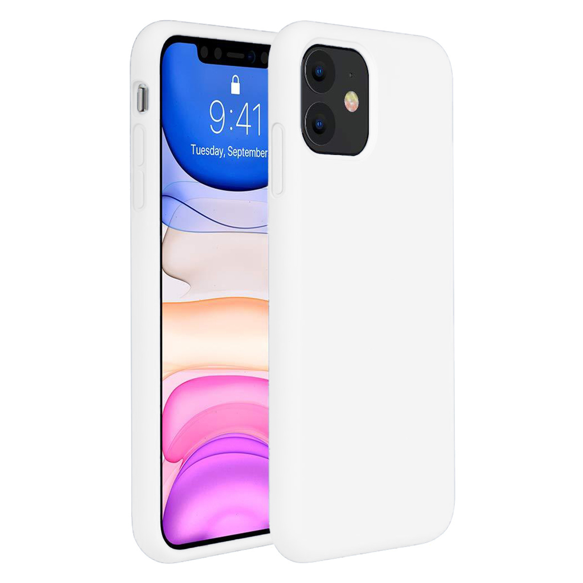 BASEY. Hoes Geschikt voor iPhone 11 Hoesje Siliconen Back Cover Case - Hoesje Geschikt voor iPhone 11 Hoes Cover Hoesje - Wit - 2 Stuks