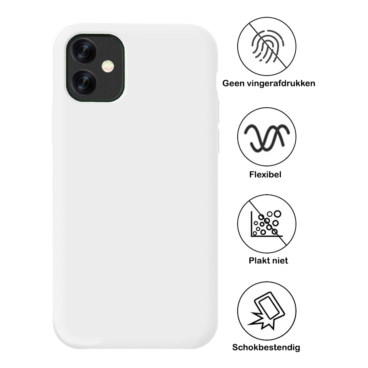 BASEY. Hoes Geschikt voor iPhone 11 Hoesje Siliconen Back Cover Case - Hoesje Geschikt voor iPhone 11 Hoes Cover Hoesje - Wit - 2 Stuks
