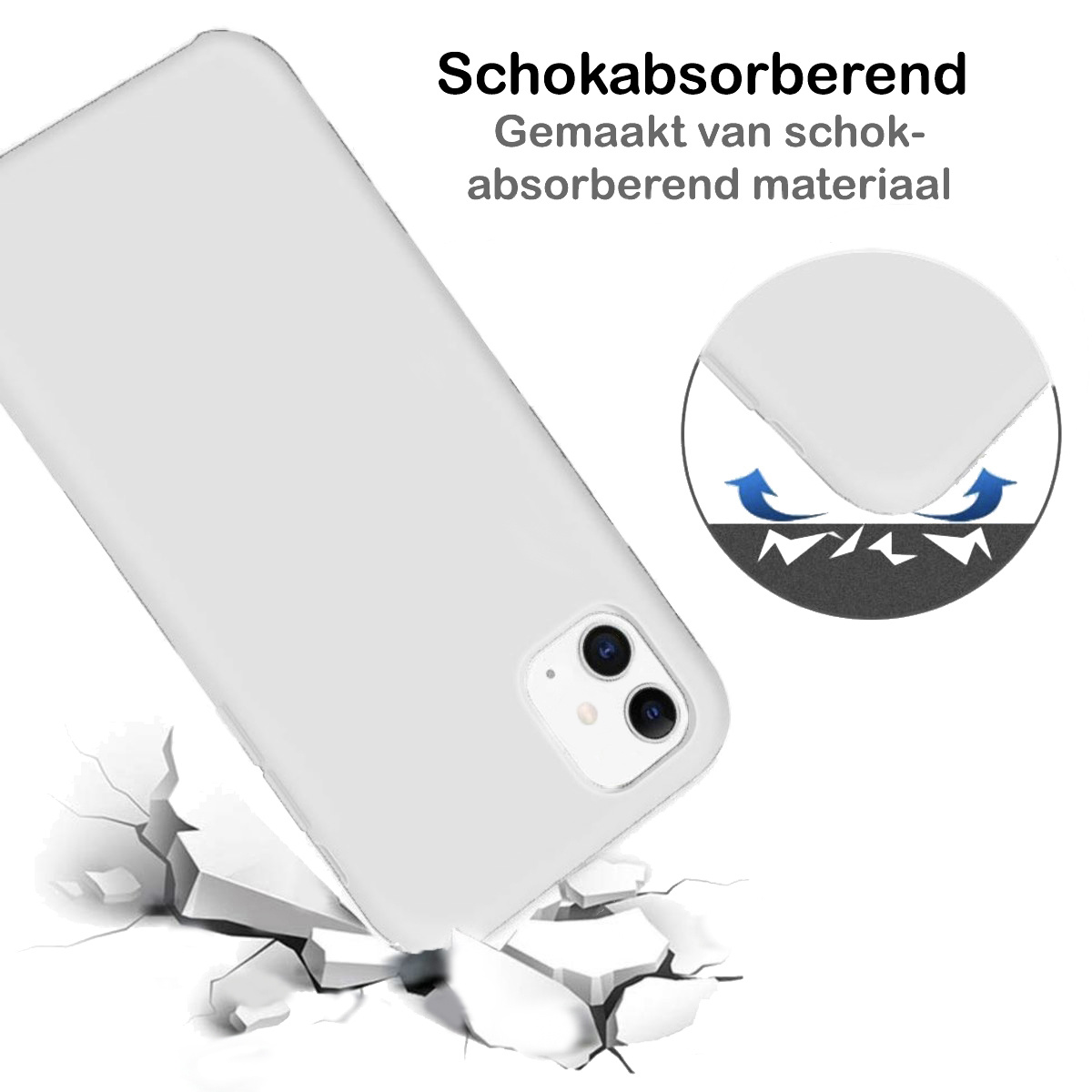 BASEY. Hoes Geschikt voor iPhone 11 Hoesje Siliconen Back Cover Case - Hoesje Geschikt voor iPhone 11 Hoes Cover Hoesje - Wit - 2 Stuks