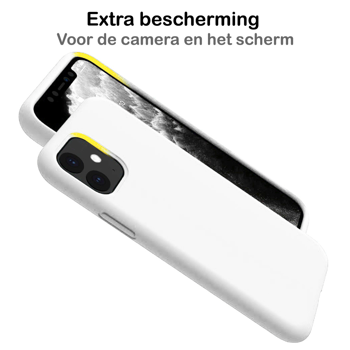 NoXx Hoes Geschikt voor iPhone 12 Mini Hoesje Cover Siliconen Back Case Hoes - Wit - 2x